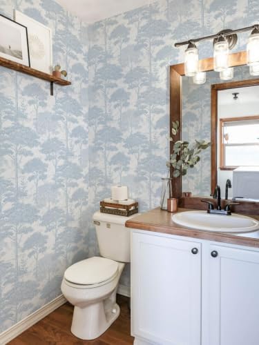 Ismoon Blue Peel Stick Wallpaper Forest Mural Toile Stick on Wallpaper - Image 3