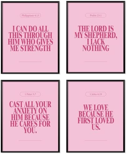 Locomiss Pink Christian Modern Bible Jesus Scripture Wall Art Decor Posters by Unknown