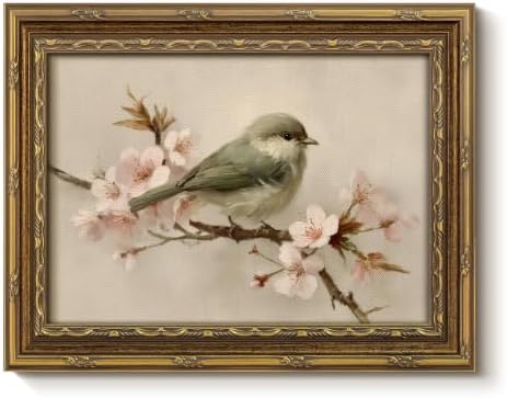 InSimSea Gold Framed Vintage Wall Art, Spring Bird Oil Painting by InSimSeaArt