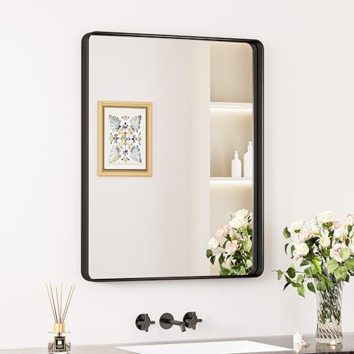 Keonjinn 24 x 30 Inch Black Mirror, Aluminum Frame Bathroom Vanity Mirror by Keonjinn