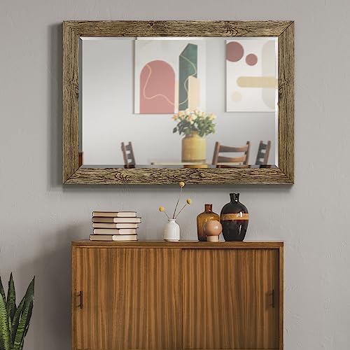 Renditions Gallery Rectangular Dark Room Walnut Wooden Framed Body Mirror Decor - Image 2