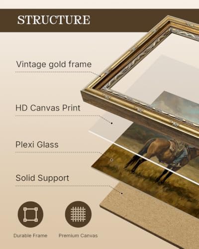 Gold Framed Western Wall Art, Cowboy Riding Horse Wall Decor, 13x16 Inch - Image 2