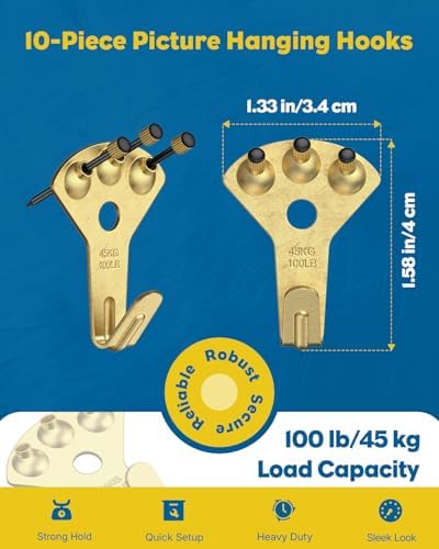 Uniclife 10 Pcs 100 lb Heavy Duty Picture Hangers - Image 2