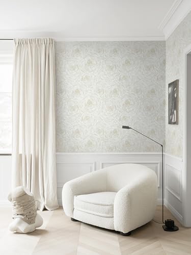 Toduso Beige Peel and Stick Wallpaper Modern Contact Paper Self-Adhesive Floral - Image 6