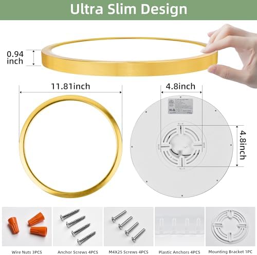 hykolity 12 Inch Selectable CCT LED Round Flat Panel Light - Image 3