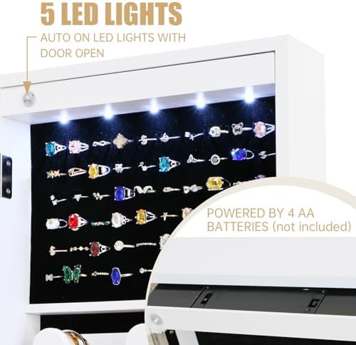 Full Length Mirror Jewelry Cabinet Organizer Lockable Door Wall-Mounted Jewelry - Image 2