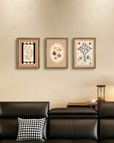 Framed Vintage Botanical Canvas Wall Art Set of 3, Boho Floral Leaf Desert Tree - Image 7