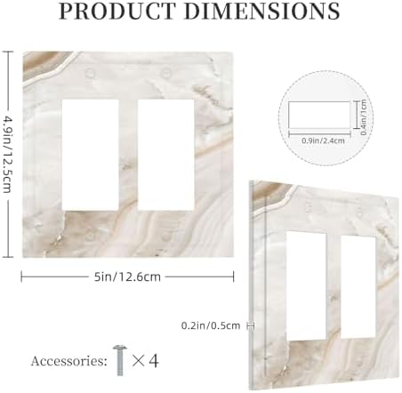 Decorative Outlet Covers Beige Marble Pattern 2 Gang Double GFCI Rocker - Image 5