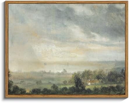 InSimSea Framed Canvas Wall Art Vintage Decor, High Cloudy Sky Landscape Canvas by InSimSeaArt
