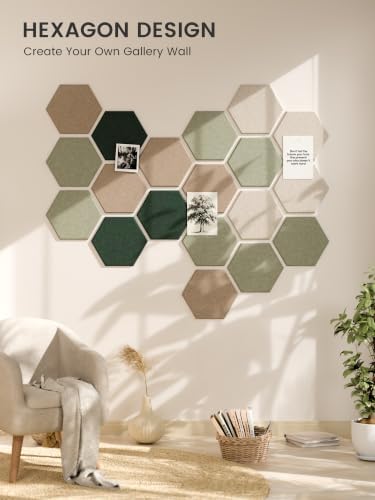 Fluxynara 8-Pack Hexagon Felt Bulletin Board Tiles, Nordic Moss-1 - Image 7