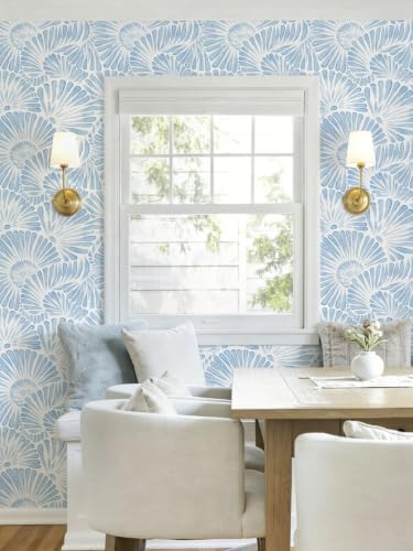 Ismoon Blue and White Wallpaper Peel and Stick Wallpaper Boho 17.3in x 16.4ft - Image 3
