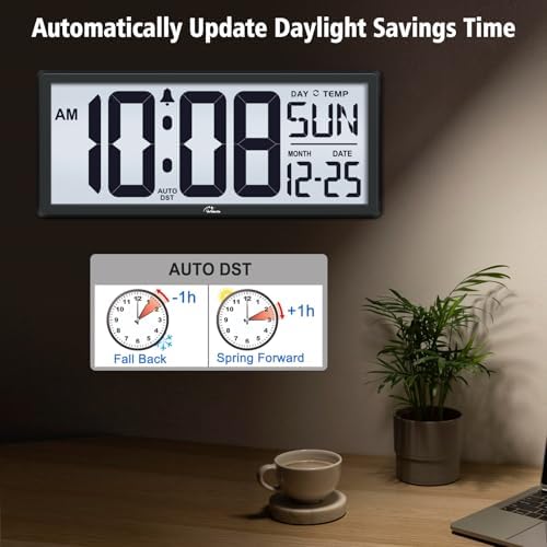 WallarGe 14.5'' Backlight Digital Wall Clock Battery Operated - Image 5