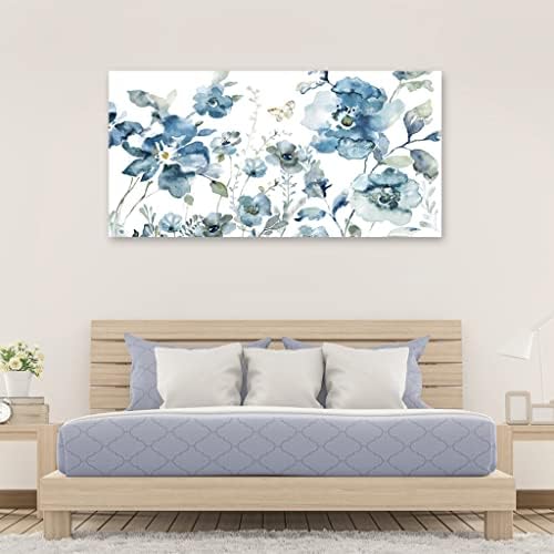 Flower Canvas Wall Art Blue Floral Canvas Painting Pictures - Image 2