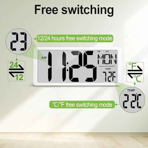 18.5" Extra Large Digital Wall Clock Battery Operated Wall Clock - Image 6