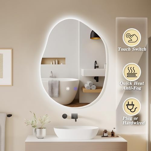 QDSSDECO 23" x31" Irregular LED Bathroom Mirror, 3 Colors - Image 6