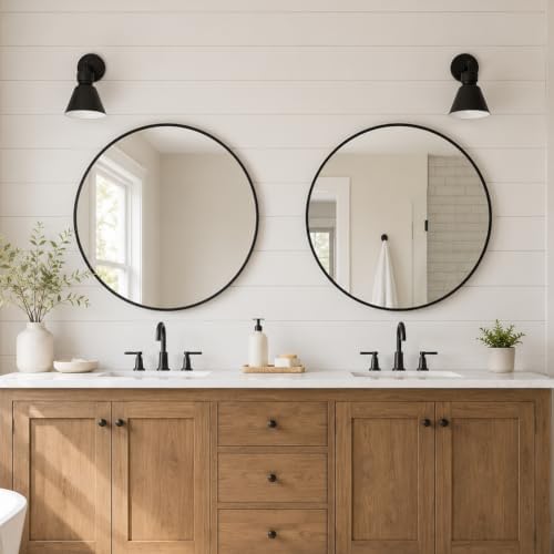 USHOWER 2 Pack 24 Inch Round Bathroom Mirrors by USHOWER