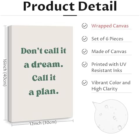 Office Wall Art Motivational Posters Inspirational Quote Canvas Wall Decor - Image 2