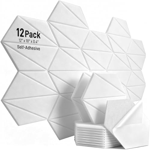 12 Pack Hexagon Acoustic Panels Self Adhesive, Z-Lines Design by AUSLET