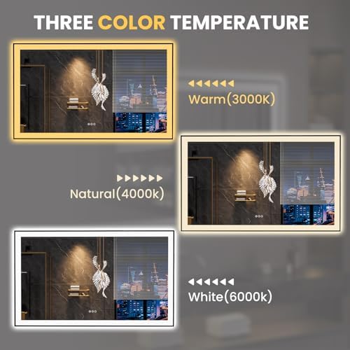 LOAAO 60"X36" LED Bathroom Mirror Black Framed - Image 6