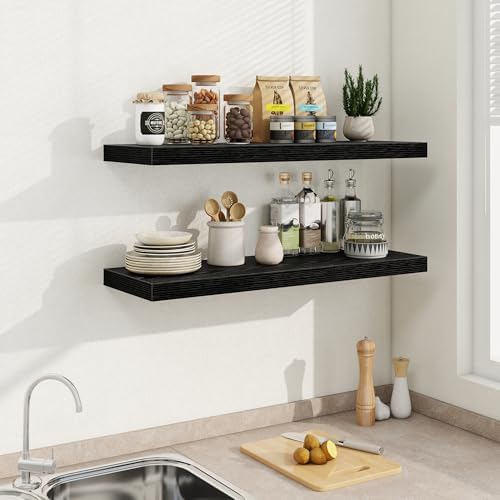 Fun Memories Black Floating Shelves 36 Inch Long, 9.3 Inch Deep Floating Shelf - Image 6
