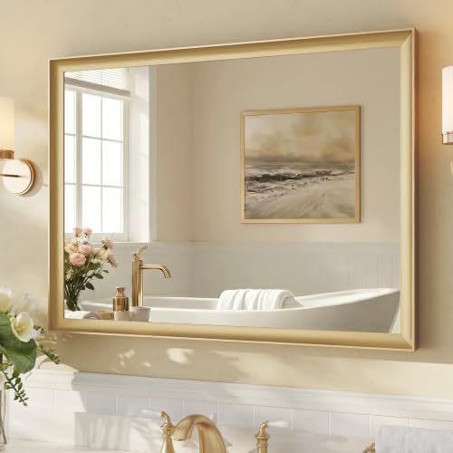 USHOWER 30x40 Inch Brushed Gold Bathroom Mirrors by USHOWER