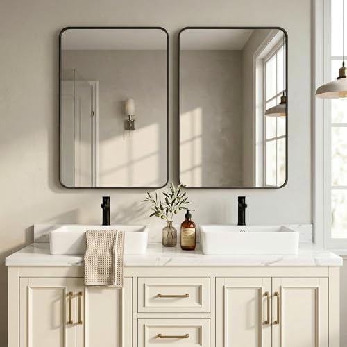 2-Pack 24X36 Inch Bathroom Mirror, Rectangle Aluminum Frame Mirror Anti-Rust by Furnivio