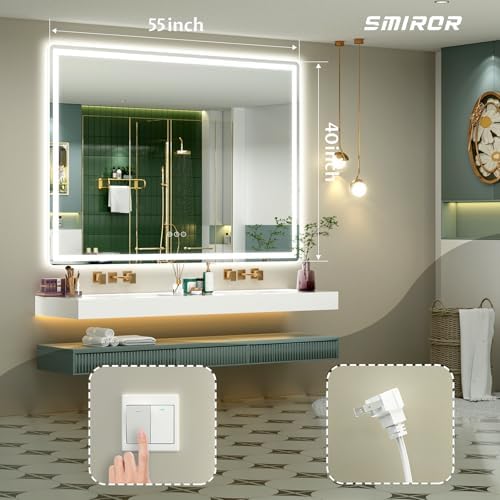 SMIROR 55x40 LED Lighted Bathroom Vanity Mirror - Image 2