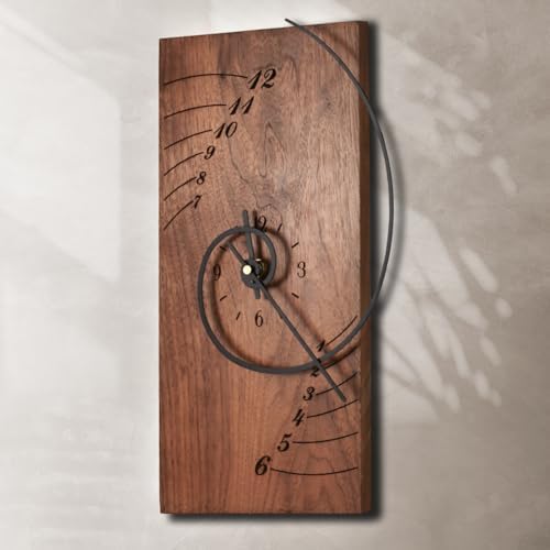 ACODE 14 Inches Fibonacci Curve Rectangular Wall Clock, Walnut Wall Clock by HOME