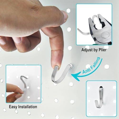 Pegboard J Hooks Silver 40pcs Peg Board Metal Tool Hangers - Image 5