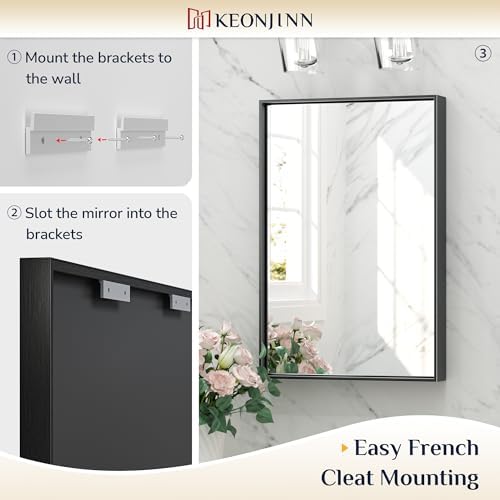 Keonjinn 55x30 Inch Black Bathroom Mirror - Image 6