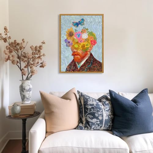 KBKBART Gold Framed Van Gogh Wall Art, Vintage Abstract Wheat Field - Image 6