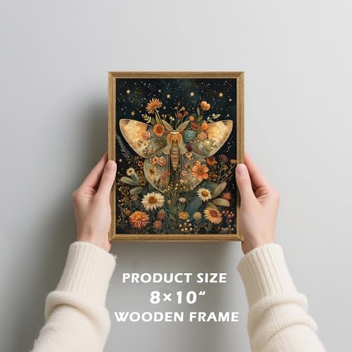 ICHZUMW Framed William Morris Moth Floral Vintage Canvas Wall Art 8x10 In - Image 2