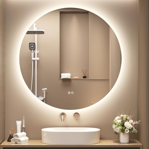 SMIROR 30 inch Round Led Backlit Lighted Bathroom Mirror by SMIROR