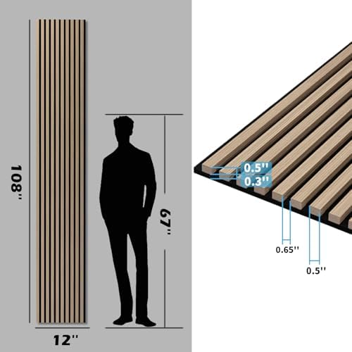 Art3d 108 x 12 in 3D Fluted Soundproof Wood Slat Wall Panel - Image 6