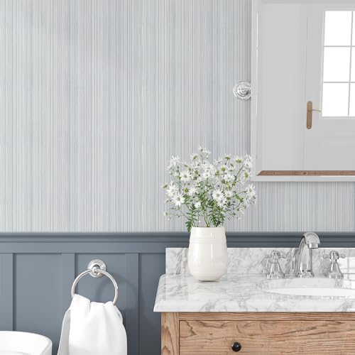 VEELIKE Coastal Grey Grasscloth Wallpaper Textured Peel and Stick Removable - Image 5