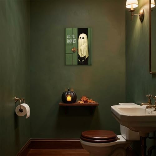 YHCTHT Funny Ghost Cat Halloween Bathroom Wall Art, Are You Pooping - Image 6