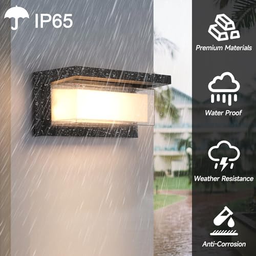 2 Pack 24W LED Outdoor Wall Lights Exterior/Interior Adjustable 3-Color Sconces - Image 3