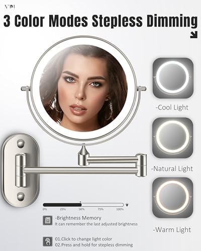 30X/1X 8 Inch Wall Mounted Magnifying Makeup Mirror - Image 3