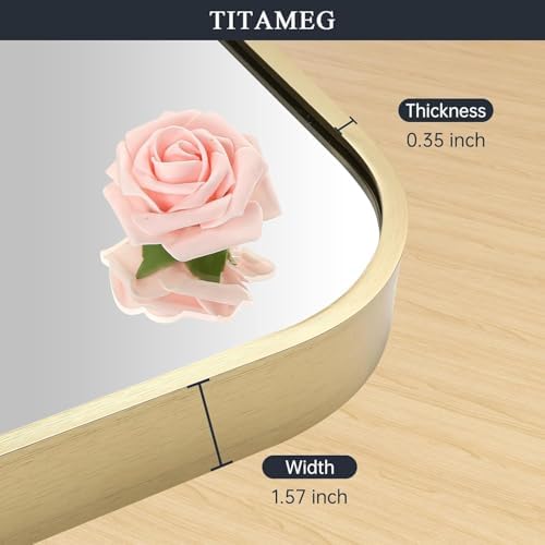 Gold Bathroom Mirror for Over Sink, Modern Decorative Vanity Mirror for Living - Image 3