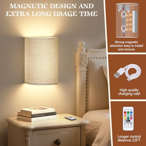 OCATO Battery Operated Wall Sconce Wireless Wall Sconces Set of Two - Image 5
