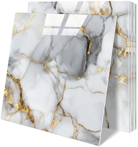 10 Sheets Marble Peel and Stick Backsplash Tile, Living Room by BESTWOO