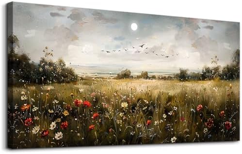 Wapluam Wall Decor For Living Room Canvas Wall Art For Bedroom Wildflower Field by Wapluam