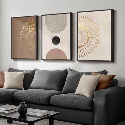 Framed Boho Neutral Minimalist Abstract Wall Art, 3 Piece, Each 16x24 In - Image 2
