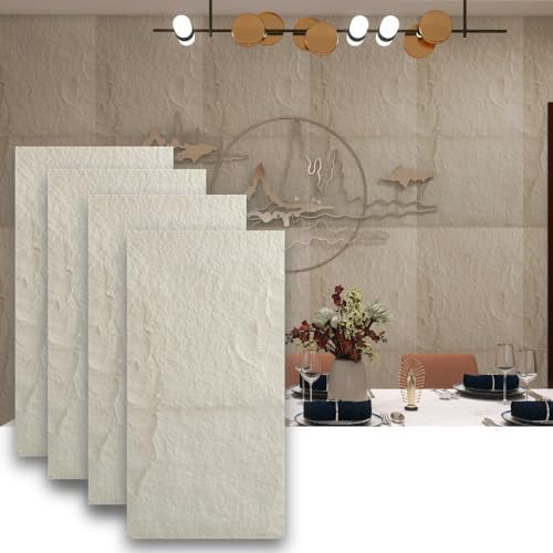 4-Pack 3D Faux Stone Wall Panels Rock Wall Panel White by ARTSLATSLatisakindofart