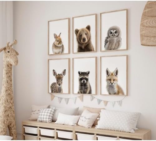 Nursery Animal Wall Art Pictures Baby Safari Canvas Wall Decor Jungle Woodland - Image 4