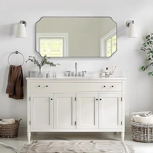ANDY STAR 24"x48" Large Bathroom Mirror, Chrome Scalloped Wall Mirror, Polished - Image 6