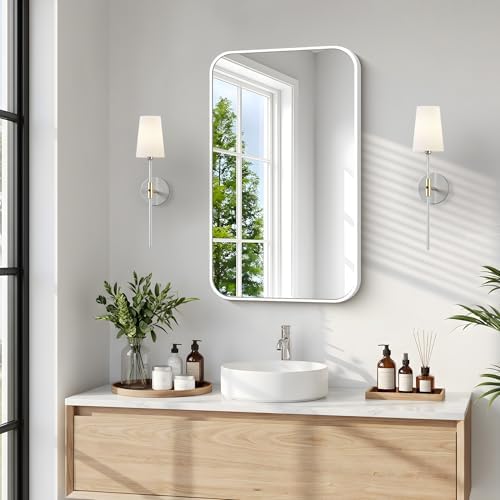 BONEWEI White Bathroom Mirror, 16x24 inch Wall Mirror - Image 2