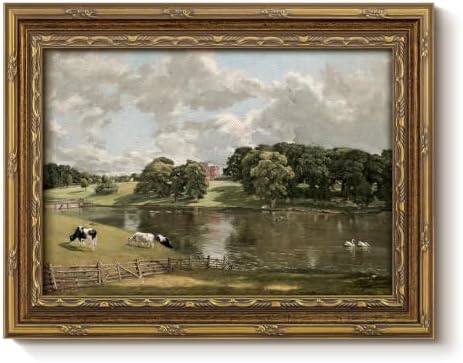 InSimSea Vintage Landscape Wall Art, Pastoral Cow Scenery Painting Prints by InSimSeaArt