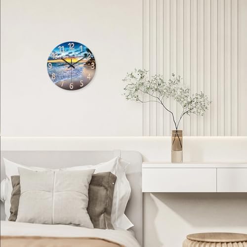 Glass Beach Wall Clocks Battery Operated 16 Inches or Larger - Image 3