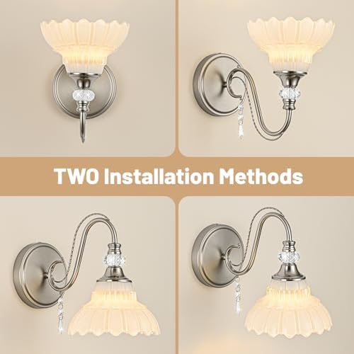 1 Piece Brushed Nickel Finish Wall Sconce, 1-Light Modern Wall Sconce - Image 2